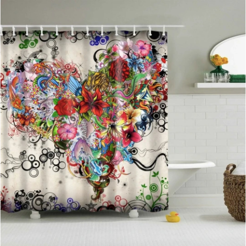 Flowers and Birds pattern Shower Curtain 3D Bath Screen Waterproof Fabric Bathroom Decor 240X180cm With Hook Shower Curtains