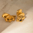 Geometrische wasserdichte 18k vergoldete Edelstahl-Ohrringe mit Fledermausflügel-Anhänger, modischer Statement-Schmuck, antiallergisch