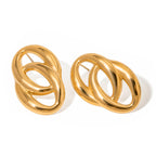 18K PVD Plated Stainless Steel Minimalist O-wrap Twine Personality Stud Earrings Waterproof High Quality Attractive Jewelry