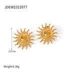 18k Gold Plated Stainless Steel Turquoise Inlay Sunflower Shaped Dangle Earrings Stylish Trendy Waterproof Jewelry for Women