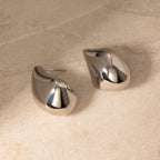 Stainless Steel Waterproof 18k Gold Plated Geometric Simple Beanie Water Drop Earrings Stylish Anti Allergic Distinctive Jewelry