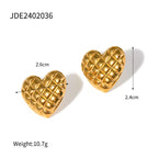 18k forgyldt geometrisk vandtæt rustfrit stål Rhombic Design Love Heart øreringe Charm Statement Anti-allergiske smykker
