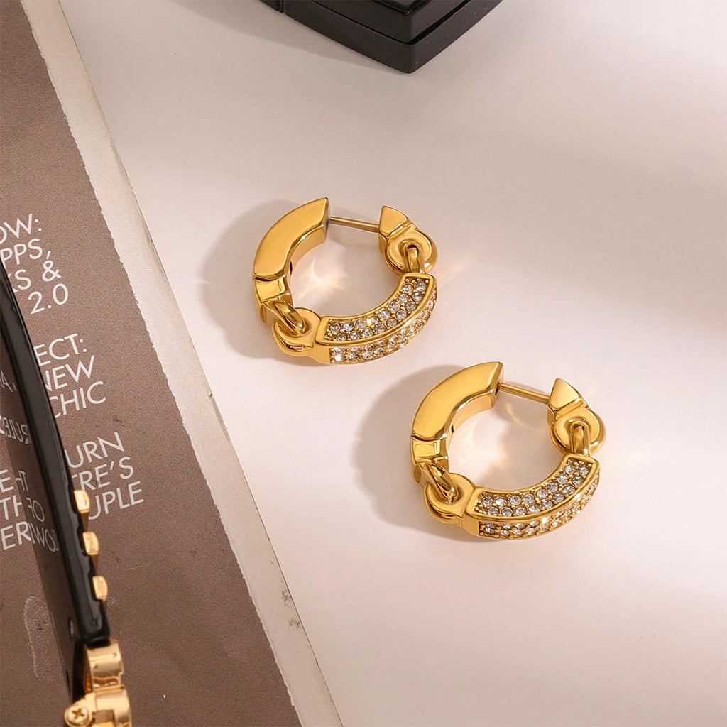 Stainless Steel 18k Gold Plated Vintage Nichel Round Light Luxury High-end Earrings Women Rust Proof Exquisite Jewelry