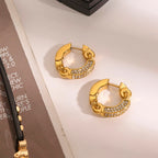 Stainless Steel 18k Gold Plated Vintage Nichel Round Light Luxury High-end Earrings Women Rust Proof Exquisite Jewelry