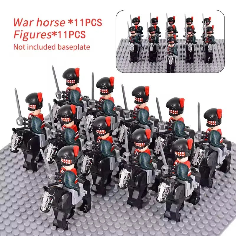 10pcs Napoleonic Wars Military Soldiers Building Blocks WW2 Mini Figures French British Fusilier Rifles Weapons Toys For Kids