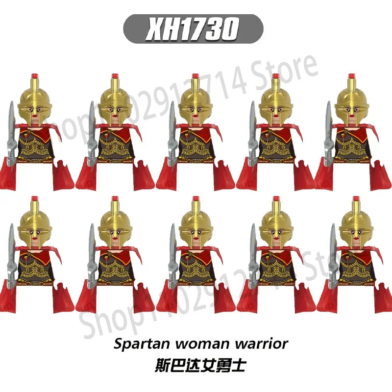 10Pcs/Set Historical Medieval Sparta Heroes Crusader Roman Soldiers Building Blocks Military Action Figures Bricks Toys For Kids