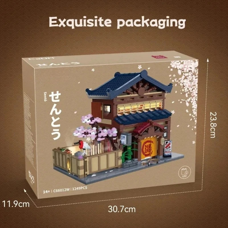 Traditional Japanese Yuzawa Bathhouse House Buildings Sets, City Apartment  Architecture Modular Buildings Blocks (1249 PCS)