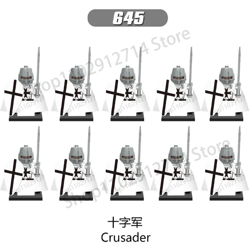 10Pcs/Set Historical Medieval Sparta Heroes Crusader Roman Soldiers Building Blocks Military Action Figures Bricks Toys For Kids