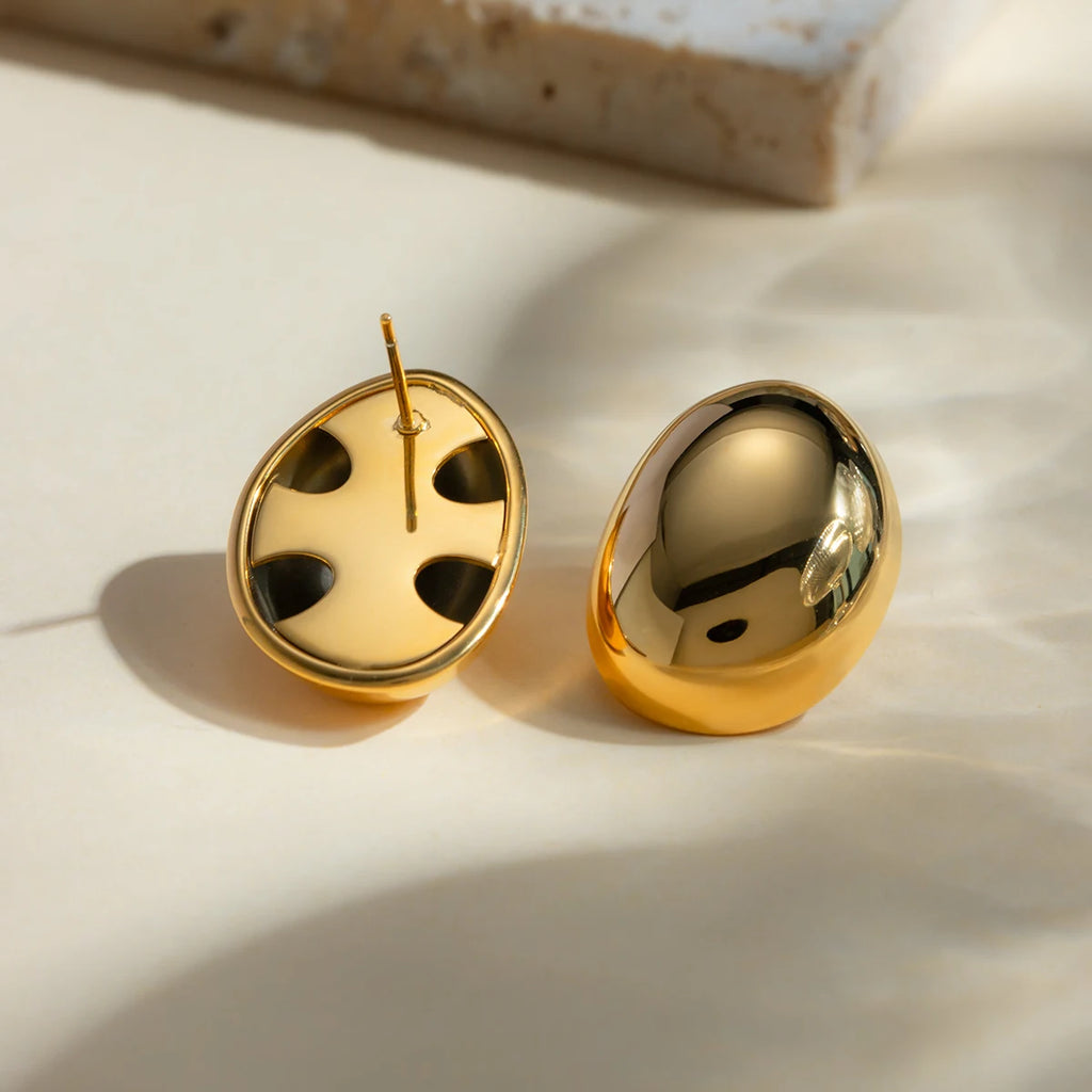 Roestvrij staal 18K minimalistische geometrische roestvrije ovale ontwerp gladde oorbellen gratis temperament charme sieraden vrouwen feest