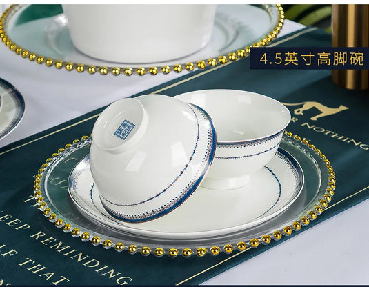 Jingdezhen European style bone porcelain household utensils, ceramic tableware, minimalist set of dishes and plates