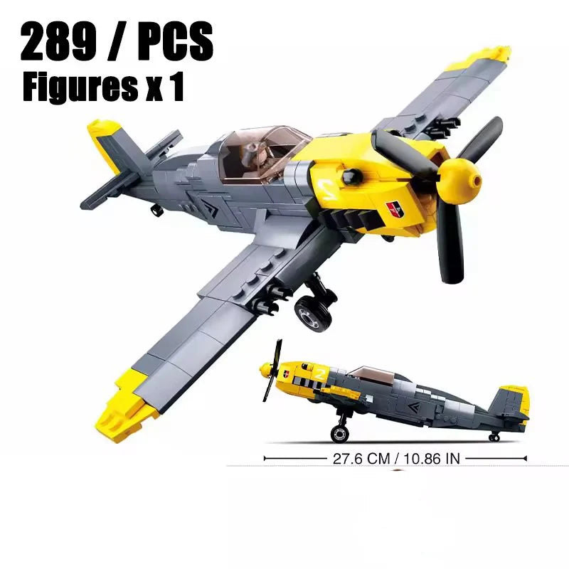 289PCS WW2 Fighter Model Building Blocks Set Military Plane Bricks Educational Toy for Children