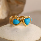 Anillo cerrado de corazón azul de amor minimalista de 18k para mujer, encantador, de acero inoxidable, impermeable, atractivo y a prueba de óxido