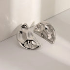 Kolczyki damskie z półokrągłymi soczewkowatymi symetrycznymi ziarnami młotka, eleganckie, ze stali nierdzewnej pokrytej powłoką PVD z 18-karatowego złota, biżuteria damska, prezent