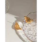 18K PVD Plated Vintage Striped Flow Liquid Drop Earrings Stainless Steel Women Prevent Allergy Metal Stylish Jewelry