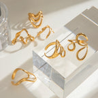 18K Goud Vergulde Bedel Onregelmatige Vloeibare Niche Uniek Lijnontwerp Open Ring Dames Hoge Kwaliteit Roestvrijstalen Sieraden Geschenk