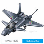 Sluban Military Series WW2 WZ-10S Armed Helicopter J20BS Stealth Fighter Jet Pilots Model Building Blocks Toy for Boy Kids Gift