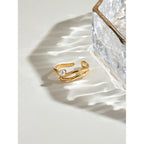 18K vergoldeter Edelstahl Muschelkorn Wellen Glatter Offener Ring Damen Charm Täglich Exquisite Anti-Allergische Schmuck Bijoux