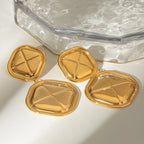 18K forgyldt rustfrit stål Glat brød Firkantede Buttede Øreringe Kvinder Charms Metal Tekstur Vandtæt Smykker Gala Gave