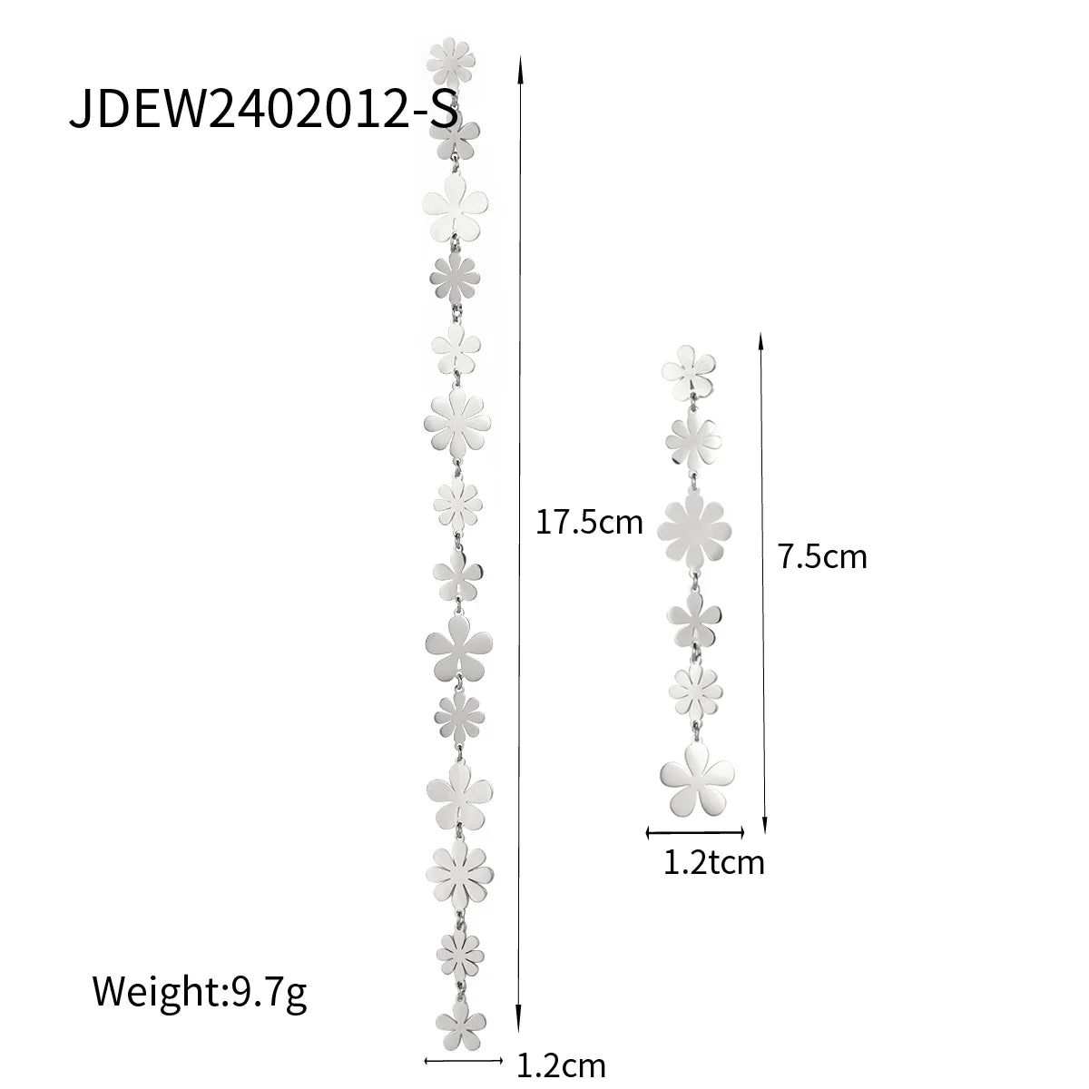 Schicke Sommer Edelstahl Leicht Luxus 18K PVD-beschichtete Lange Asymmetrische Kleine Gänseblümchen Anhänger Ohrringe Damen Statement Schmuck