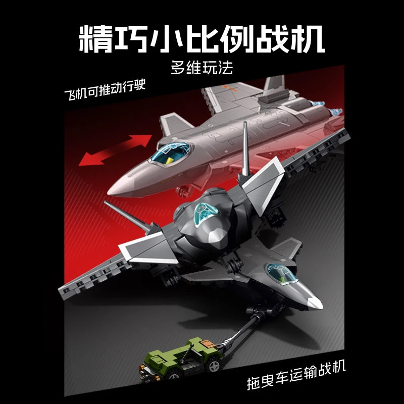 J-20 Carrier Based Fighter Jet Assemblage Building Blocks MOC Military Series Aircraft Plane Model Bricks Boys Toys Gifts
