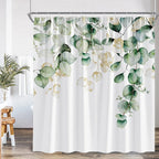 Blue Leaves Shower Curtain Watercolour Plant Eucalyptus Leaf Modern Simple Home Bathroom Decor Fabric Bath Curtains With Hooks