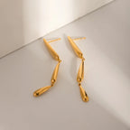 18K Stainless Steel Metal Rust Proof New Trendy Personality Water Drop Shaped Pendant Earrings Stylish Waterproof Jewelry Women