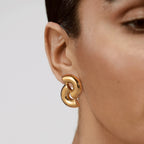 18 karat forgyldt delikat rustfrit stål Halvcirkel interlaced design øreringe lyse hyggelige rustsikre Bijoux Femme gallagave