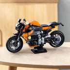 196pcs orange motorcycle building blocks, small particle building, diy puzzle transportation toys for kids assembly