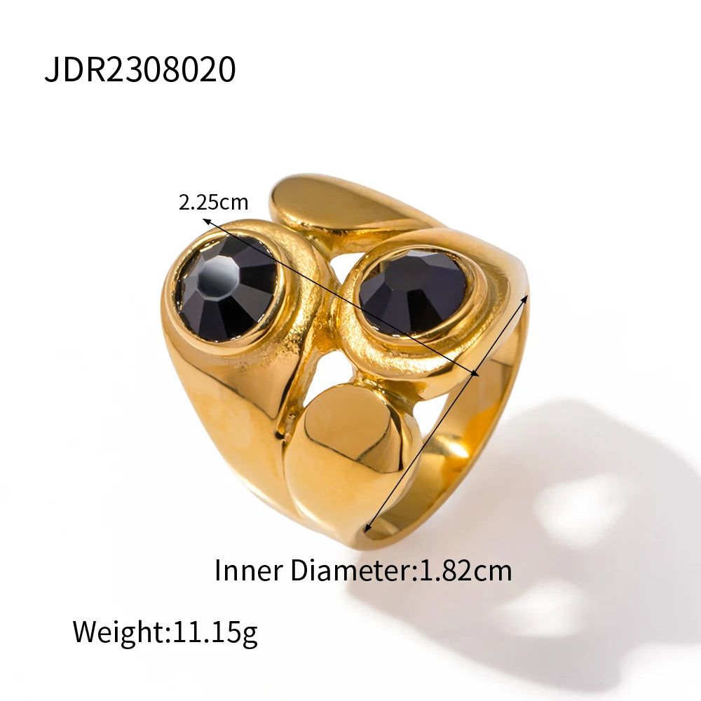 18K vergoldeter, leicht luxuriöser Edelstahl mit asymmetrischem Design und eingelegtem Zirkonring für Damenfinger Schmuck collares para mujer