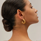 18k forgyldt rustfrit stål minimalistisk modehammer kornblomst C-formede øreringe forhindrer allergi Trendy charmsmykker