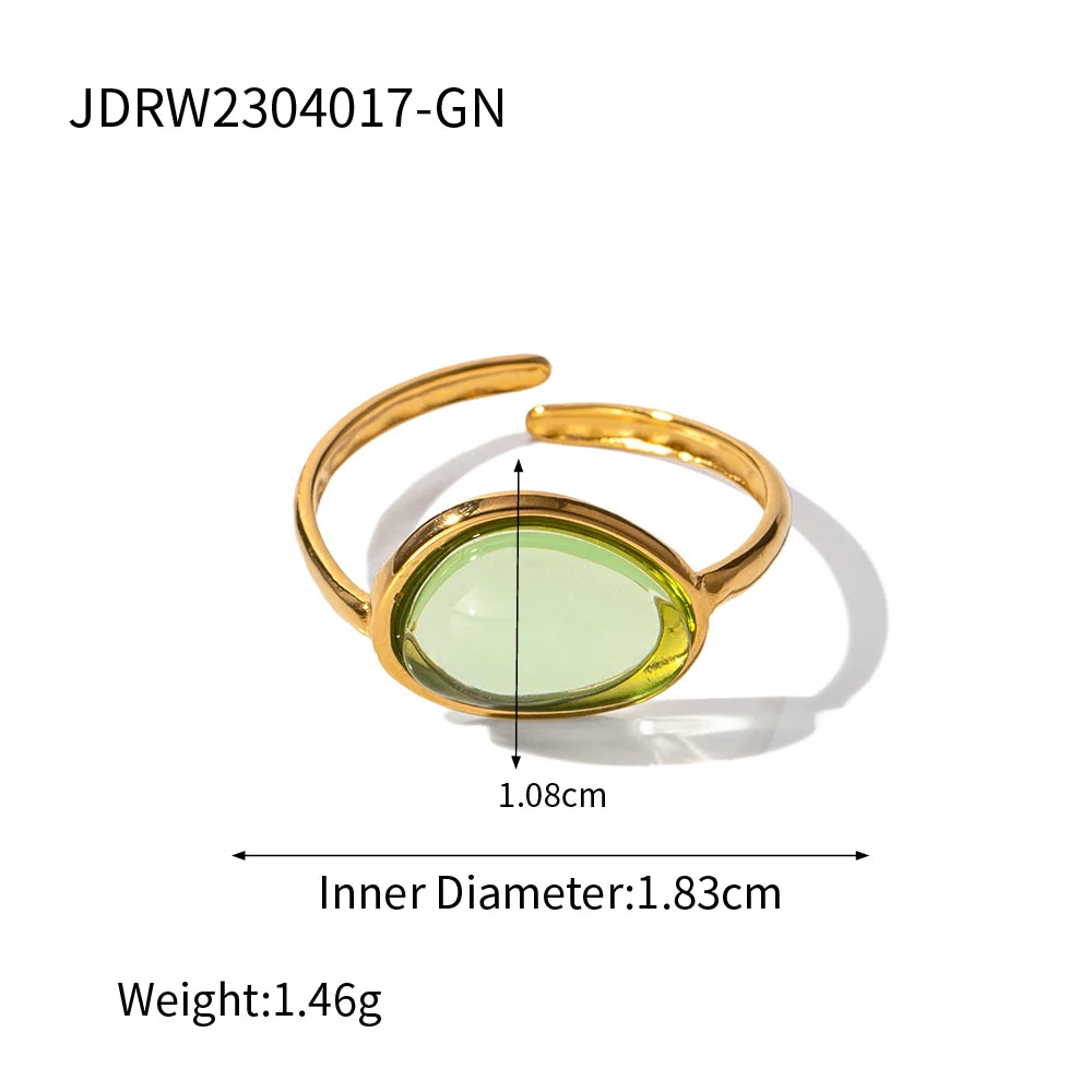 2023 Mode Ringe Edelstahl Design Anlaufgeschützt 18K Gold Beschichtet Transparent Umweltfreundlich Harz Damen Schmuck Geschenk