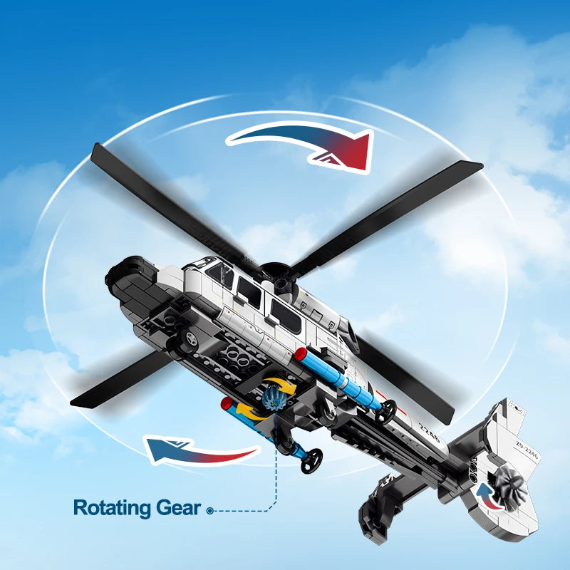 449pcs Helicopter Aircraft Building Blocks, DIY Boys Birthday Toys，Military Fighter Transport Model Bricks