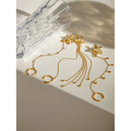 18K forgyldt udsøgt geometrisk rustfrit stålStarfish Multi Layer kvast Vanddråbe øreclips Dame Statement smykker