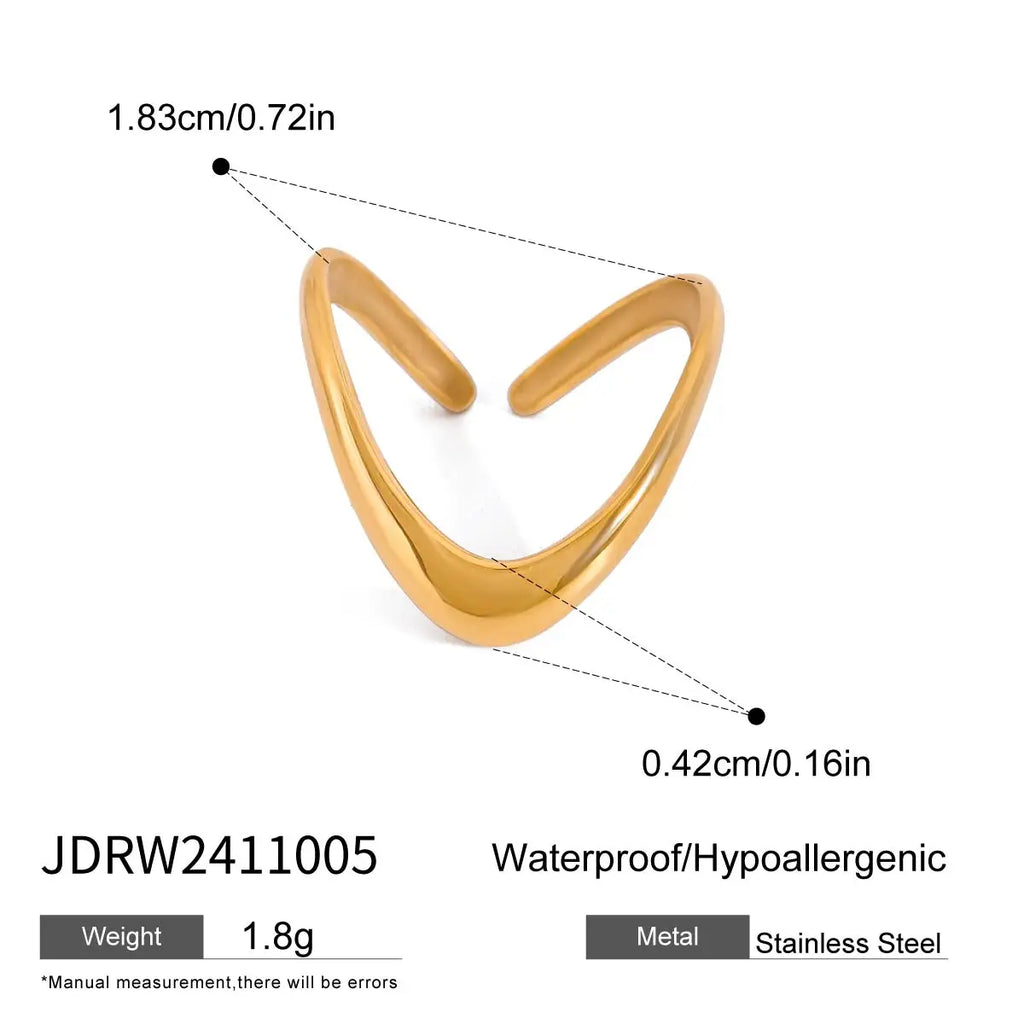 Minimalistischer 18K vergoldeter Charm Glatte Kette Kreuz Design Offener Ring Damen Antiallergisch Statement Trendiger Schmuck Gala Geschenk