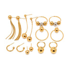 Kadınlar için Minimalist Paslanmaz Çelik Top Damla Küpe Seti Tasarım Rahat Yuvarlak Kolye Bayan Takı Hediyesi Pendientes Mujer