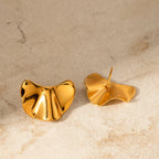 Rustfrit stål 18k forgyldt minimalistisk metaltekstureret uregelmæssig konvekse ørestikker Vandtætte femme Chic stilfulde smykker