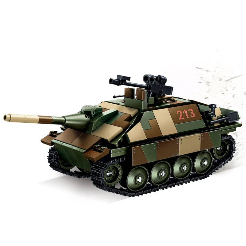 Military WW2 MOC Army Main Battle Tank Armored Vehicle Fighter Soldiers Figures Building Blocks Bricks Set For Children Toys