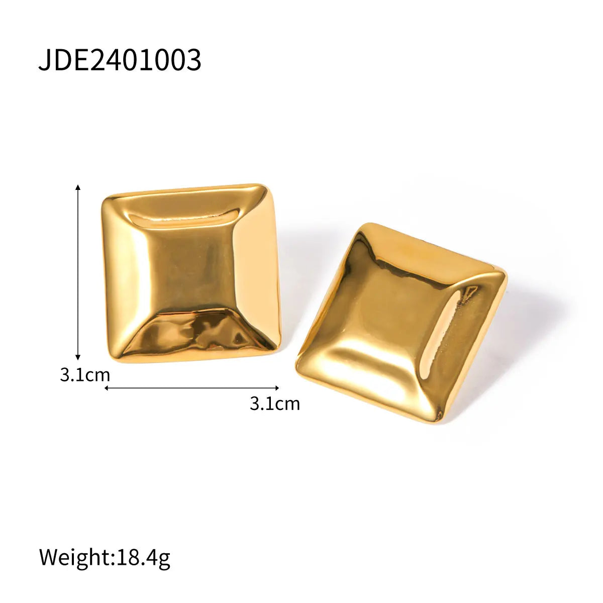18K Gold Plated Stainless Steel Concave And Convex Square Earring Vintage Gold Silver Color Cute Jewelry Bijoux for Women Gift