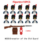 10pcs Napoleonic Wars Military Soldiers Building Blocks WW2 Mini Figures French British Fusilier Rifles Weapons Toys For Kids
