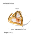 Literary Retro Eternity Flower Design 18K Gold Plated Jewelry Adjustable Stainless Steel Waterproof Ring For Ladies Jewelry Gift