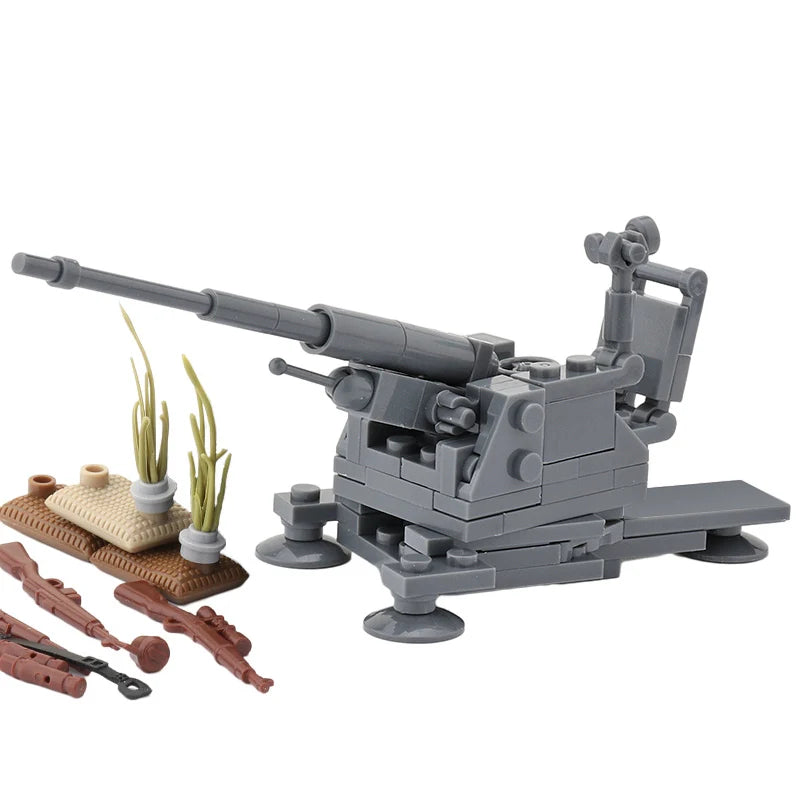 WW2 Germany Military Weapons Building Blocks Army Soldier Figure Anti-tank Gun Cannon Parts MOC Model Bricks Toys For Children ﻿