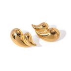 18k Gold Plated Rust Proof Geometric Stainless Steel Double Layer Water Drop Earrings Charm Statement Anti Allergic Jewelry - Grand Goldman