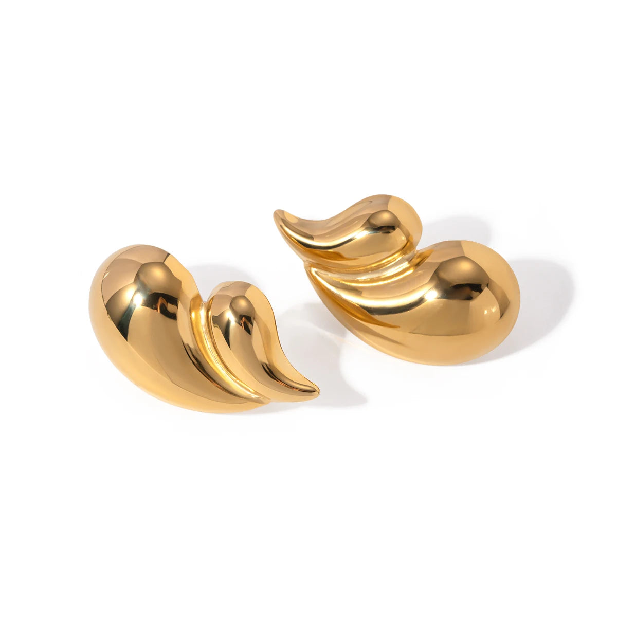 18k Gold Plated Rust Proof Geometric Stainless Steel Double Layer Water Drop Earrings Charm Statement Anti Allergic Jewelry - Grand Goldman