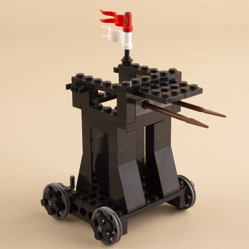 Medieval Military Tower Building Block Rome Knight Castle Siege Vehicle Hammer Boat Tent Flag Sword Weapons Bricks Toys Kid Gift