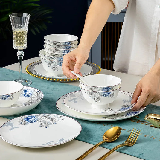 Jingdezhen Household Ceramic Bowls, Tableware Set, Bowls, Dishes, Chinese Bone Porcelain Tableware