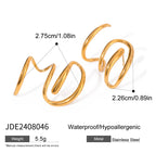 Minimalist 18K Gold Plated Stainless Steel Design Sense of Rotary Line Earrings Women Daily Metal Texture Trendy Charm Jewelry - Grand Goldman