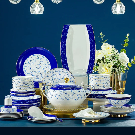 Ensemble de vaisselle en céramique Jingdezhen, bol et assiette combinés, vaisselle en porcelaine tendre pour usage domestique