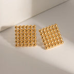 Stainless Steel 18k Gold Plated Vintage Round Beads Love Heart/Triangle/Rhombus Earrings Tarnish Free Statement Charm Jewelry