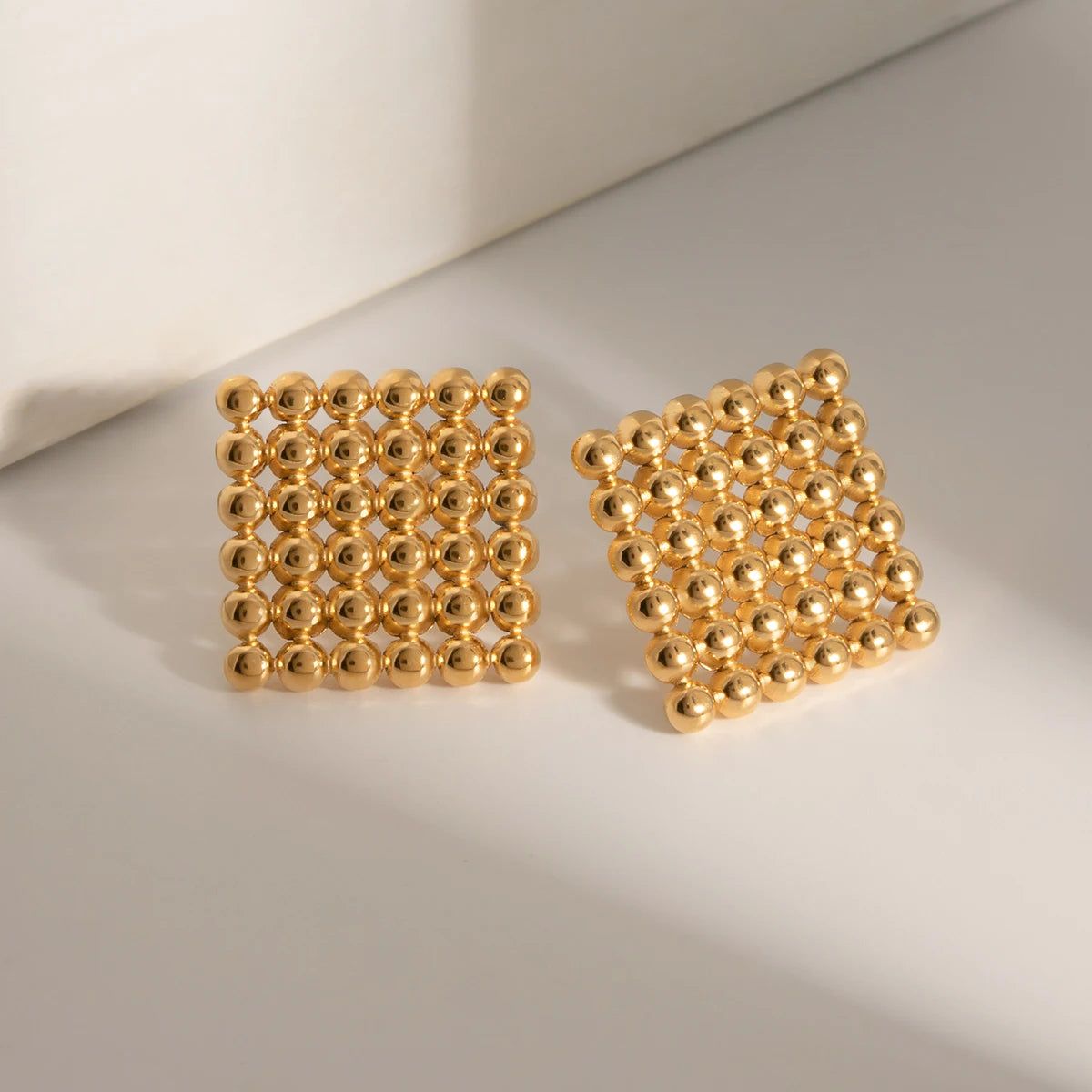 Rustfrit stål 18k forgyldt vintage runde perler Kærlighedshjerte/trekant/Rhombus øreringe plettet Free Statement Charm smykker