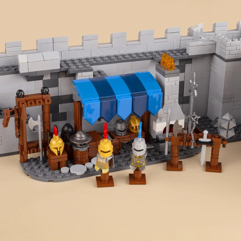 Medieval Military Tower Building Block Rome Knight Castle Siege Vehicle Hammer Boat Tent Flag Sword Weapons Bricks Toys Kid Gift
